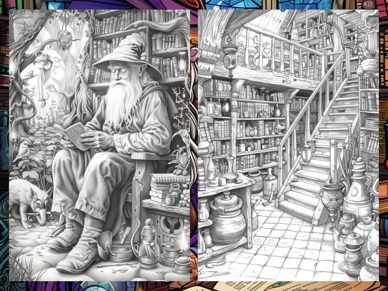Whimsical Coloring Book, Fantasy Potion Bottle Pages, Magician Mystical Enchanted Fairytale Adults Digital Printable Download, Instant PDF