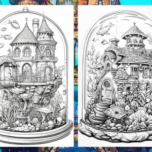 Fairy House, Floral Coloring Page, Adult Coloring Pages