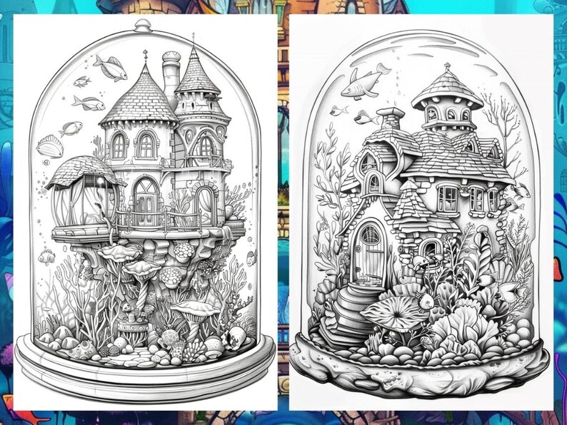 Fairy House, Floral Coloring Page, Adult Coloring Pages