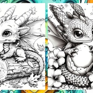 Cute Baby Dragon Coloring book, Cute Little dragon Coloring Pages, Coloring Book Download