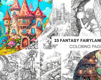 Magical Forest Coloring Fairy House Adult Castle Coloring Fairytale Enchanted Garden Coloring Sheets Printable, Creature Coloring, PDF