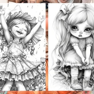 Garden Cute Gnome Coloring Pages, Gnome Coloring Book, Enchanted Garden, Grayscale Coloring Book, Little Gnome Coloring Sheet, Printable PDF