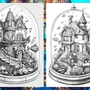Fairy House, Floral Coloring Page, Adult Coloring Pages