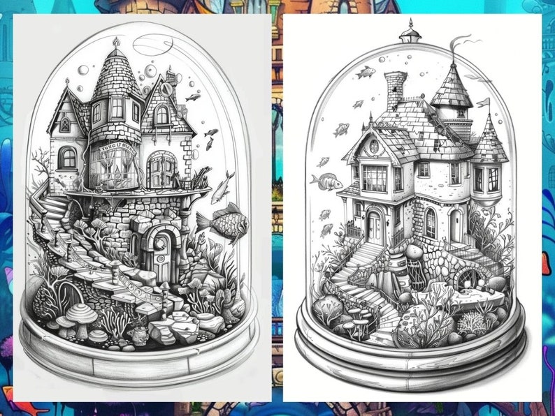 Fairy House, Floral Coloring Page, Adult Coloring Pages
