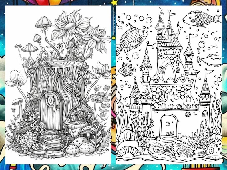 Mystical Landscape Coloring Book, Fantasy Creatures Fairytale Coloring Pages, Intricate Details Enchanted Forest Coloring Book for Adult PDF