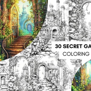 30 Magical Fantasy Coloring Book Pages for Kids Adults, Fairytale Enchanted Garden Forest Coloring Sheets Printable, Creature Coloring, PDF