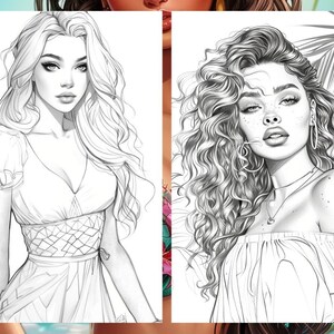 Summer Fashion Girl Coloring Book, Tropical Pages Women Adult Printable, Beach Theme Coloring Pages Adult, Instant Download PDF