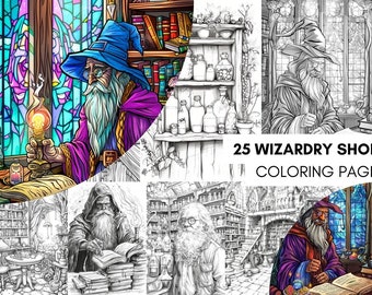 Whimsical Coloring Book, Fantasy Potion Bottle Pages, Magician Mystical Enchanted Fairytale Adults Digital Printable Download, Instant PDF