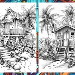 Scenary Coloringpage, Beach Coloring Page, Adult Coloring Pages