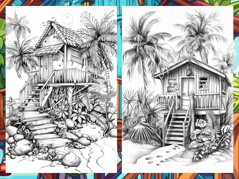 Scenary Coloringpage, Beach Coloring Page, Adult Coloring Pages