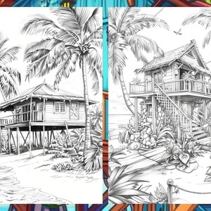 Scenary Coloringpage, Beach Coloring Page, Adult Coloring Pages