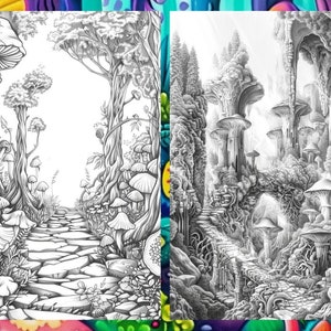 Magical Enchanted Forest Coloring Book Pages for Adults, Fairytale Fantasy Garden Forest, Coloring Sheets Printable, Instant Download PDF