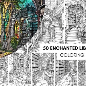 50 Magical Fantasy Coloring Book Pages for Kids Adults, Fairytale Enchanted Garden Forest Coloring Sheets Printable, Creature Coloring, PDF