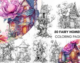 FLORAL Fairy House Adult COLORING PAGES – Beauty Fantastical Magic Design Coloring Pages In Pdf Format