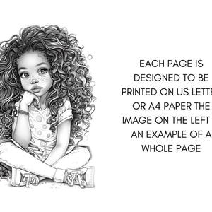 Cute Little Black Women Coloring Book Page, Manga Anime Women Coloring Pages for Adult, Hair Coloring Book, Printable PDF, Instant Download