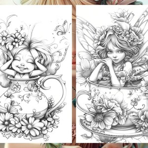 Teacup Coloring FAIRYTALE COLORING PAGES – Magical Adult Printable