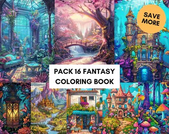 Coloring Book Whole Shop Bundle Fantasy Coloring Pages for Adult, Kids Package Coloring Pages, Coloring Sheets, Download Printable PDF