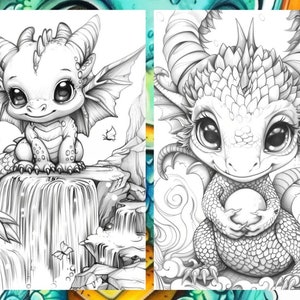 Cute Baby Dragon Coloring book, Cute Little dragon Coloring Pages, Coloring Book Download
