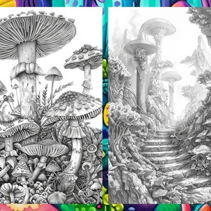 Magical Enchanted Forest Coloring Book Pages for Adults, Fairytale Fantasy Garden Forest, Coloring Sheets Printable, Instant Download PDF