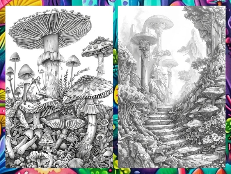 Magical Enchanted Forest Coloring Book Pages for Adults, Fairytale Fantasy Garden Forest, Coloring Sheets Printable, Instant Download PDF