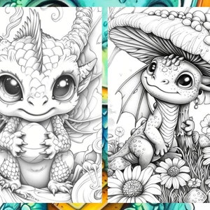 Cute Baby Dragon Coloring book, Cute Little dragon Coloring Pages, Coloring Book Download