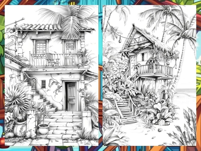 Scenary Coloringpage, Beach Coloring Page, Adult Coloring Pages