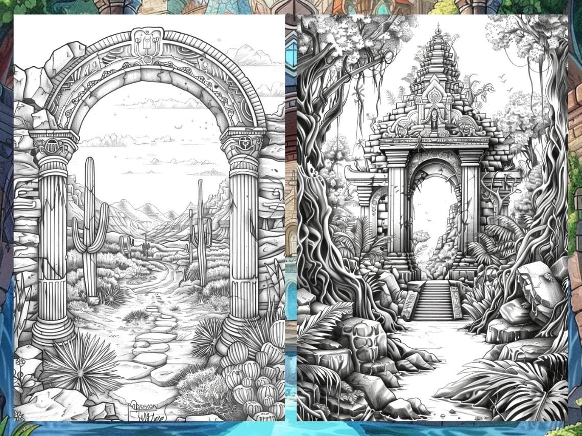 30 Magical Fantasy Coloring Book Pages for Kids Adults, Fairytale