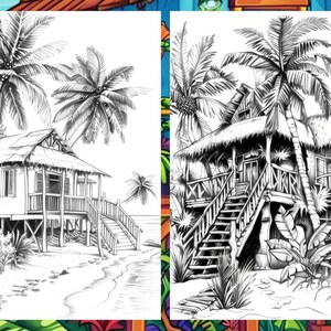 Scenary Coloringpage, Beach Coloring Page, Adult Coloring Pages