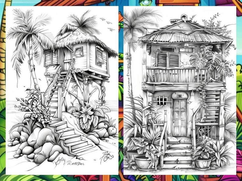 Scenary Coloringpage, Beach Coloring Page, Adult Coloring Pages