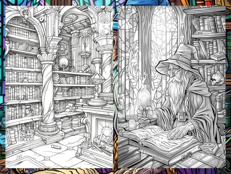 Whimsical Coloring Book, Fantasy Potion Bottle Pages, Magician Mystical Enchanted Fairytale Adults Digital Printable Download, Instant PDF