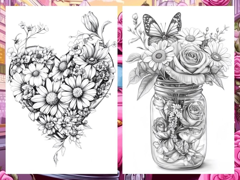 Valentine's Day Coloring Book Page Adult Love Coloring Sheets for Adults Printable, Couples Valentine's Coloring Book, Printable PDF