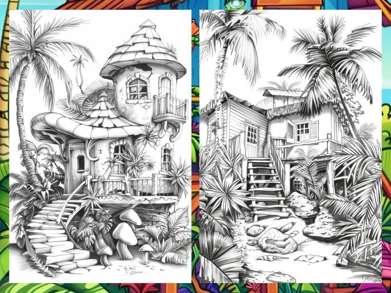 Scenary Coloringpage, Beach Coloring Page, Adult Coloring Pages