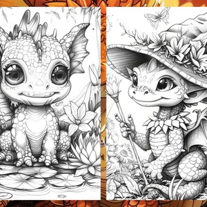 Cute Baby Dragon Coloring book, Cute Little dragon Coloring Pages, Coloring Book Download