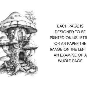 Enchanted Forest Mushroom House Coloring Book, Gnome Coloring Book, Fairytale Garden Coloring Pages, Fairy Coloring Pages for Adults PDF
