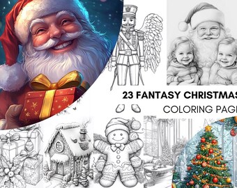 Coloring Book Christmas Winter, Fantasy Coloring Pages, Winter Coloring Sheet for Adult Digital Download PDF Printable, Instant Downloand