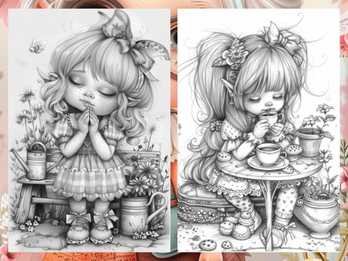 Garden Cute Gnome Coloring Pages, Gnome Coloring Book, Enchanted Garden ...