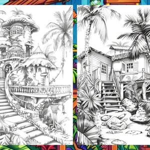 Scenary Coloringpage, Beach Coloring Page, Adult Coloring Pages