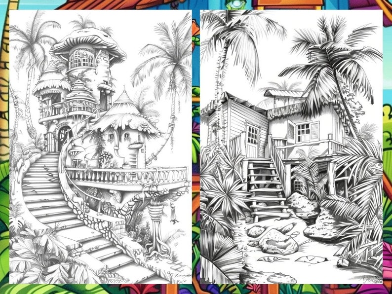 Scenary Coloringpage, Beach Coloring Page, Adult Coloring Pages