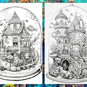 Fairy House, Floral Coloring Page, Adult Coloring Pages