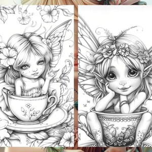 Teacup Coloring FAIRYTALE COLORING PAGES – Magical Adult Printable