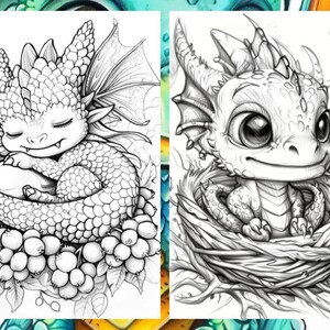Cute Baby Dragon Coloring book, Cute Little dragon Coloring Pages, Coloring Book Download