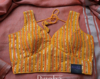 Multi coloured  embroidery and thread work blouse