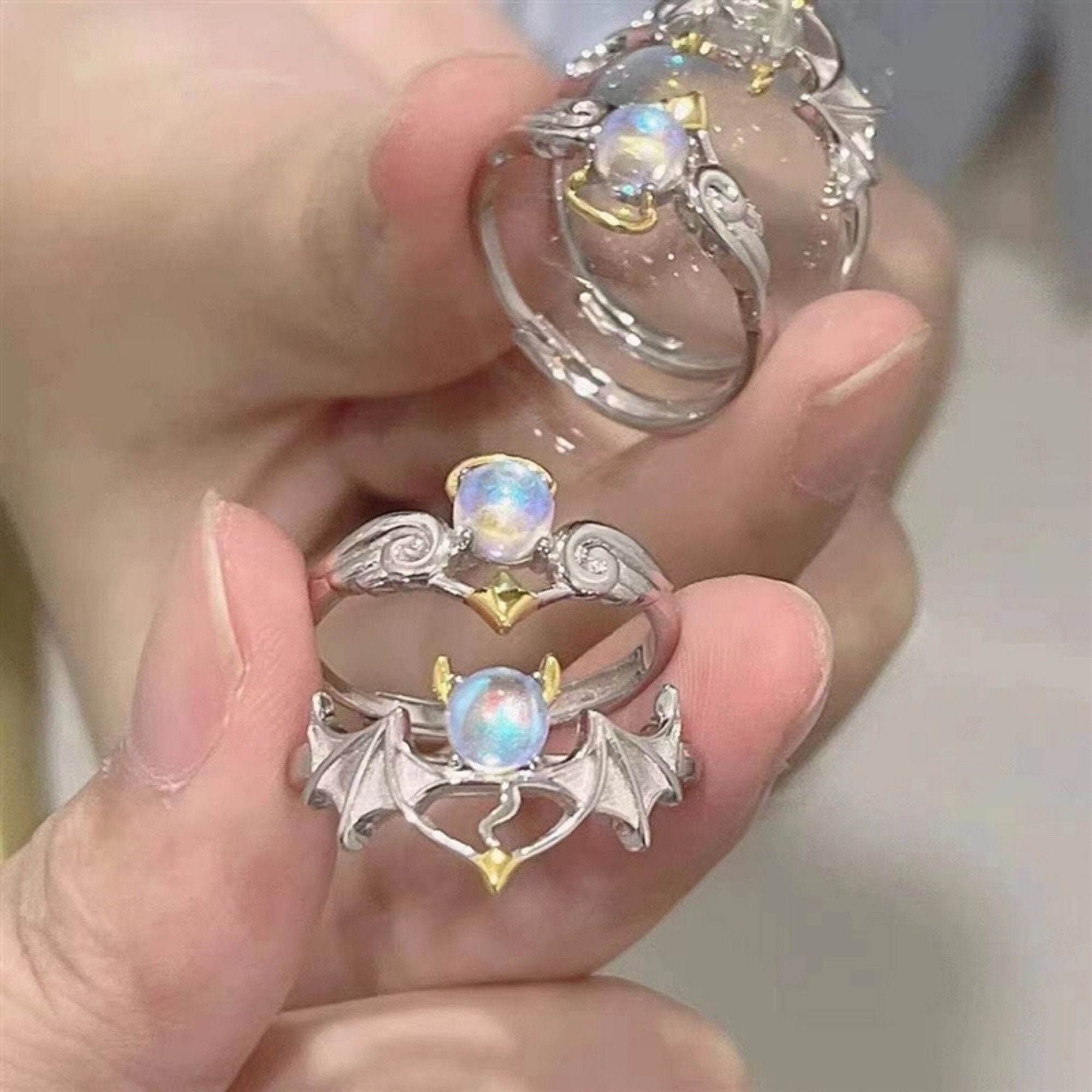 Angel and devil matching rings deals