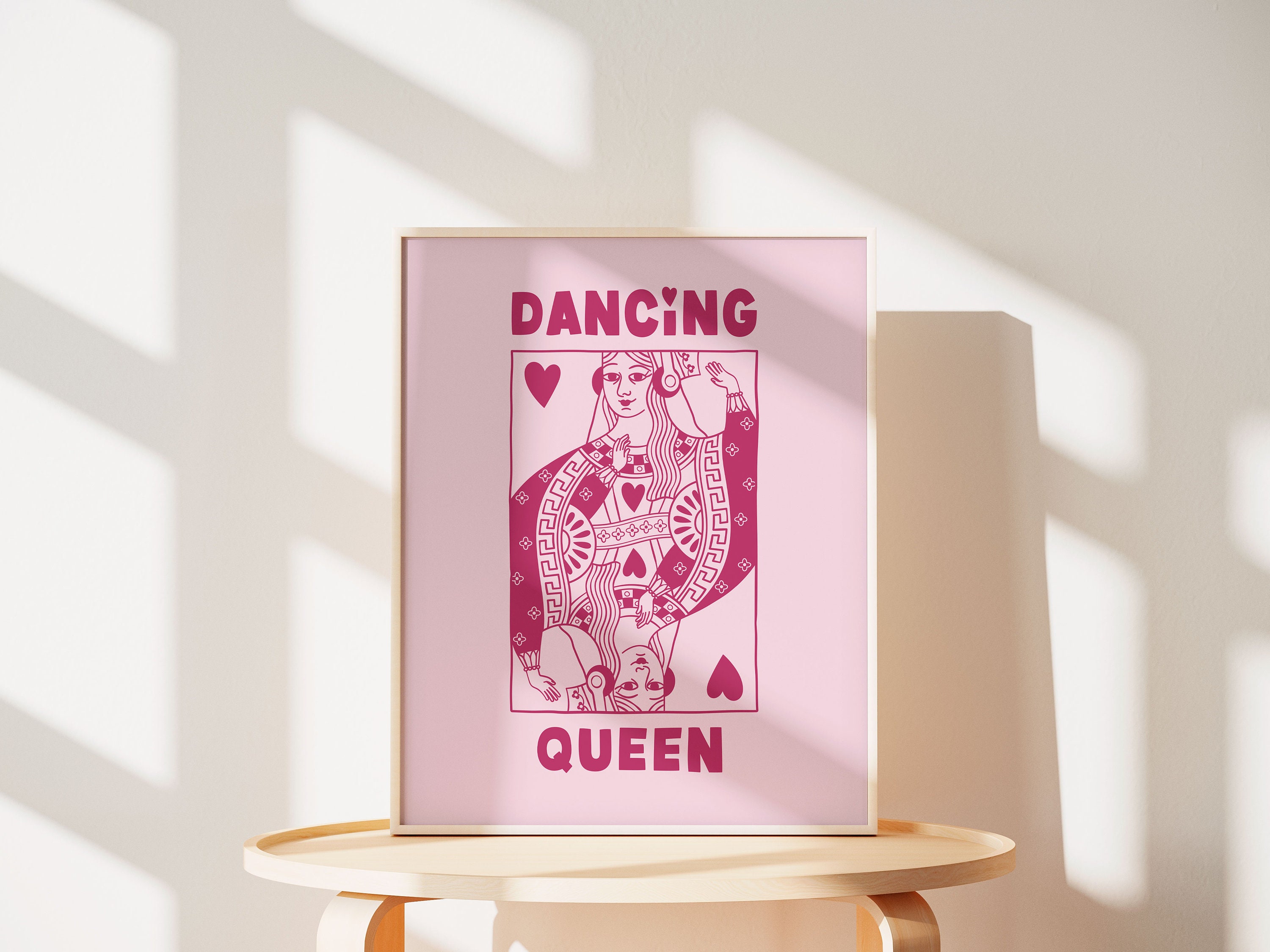 Music Wall Art Dancing Queen Playing Card Original Illustration Print ...