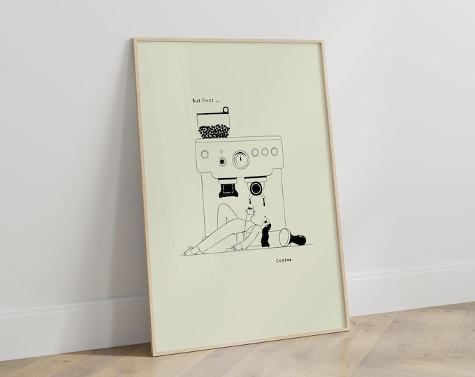 But First Coffee Illustrated Wall Art Print