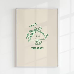 Illustrierte Wandkunst von Taco PVC - lustige Gedruckte Illustration- Sie lieben scharfes mexikanisches Essen und dieser Druck könnte etwas für Sie sein!