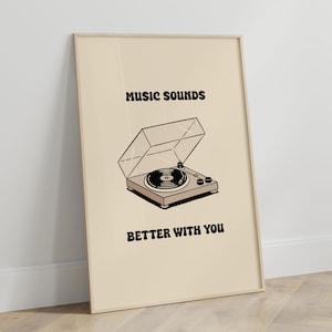 'Rekord Plattenspieler Wand Kunst Plattenspieler Illustration Slogan Musik Töne Besser Bei Dir Poster Poster