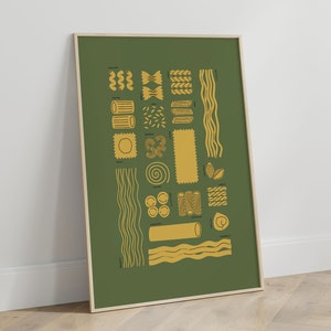 Pasta Shapes Illustration Pasta Lovers Wall Art Italian Pasta Kitchen Print