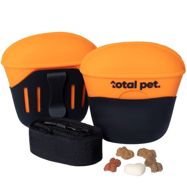 Total Pet Silicone Dog Treat Pouch Bag for Dog Training - Reward your Dog on The Go With Their Favorite Treats - Attach W/ Belt & Clip