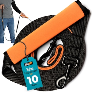 5/10/15/20m Nylon Long Line Training Lead Leash with Control Handle for Training Recall & Distance Commands - Total Pet